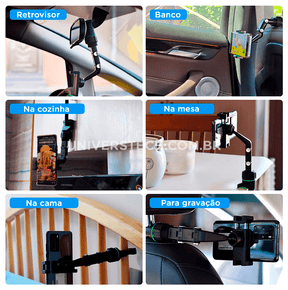 Suporte Multifuncional para Celular 360° Automotivo